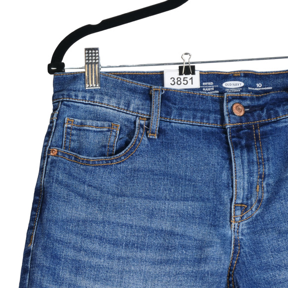 Old Navy Denim Shorts Women Size 10 Blue Stretch Cuffed Pockets Casual Summer - Picture 2 of 5